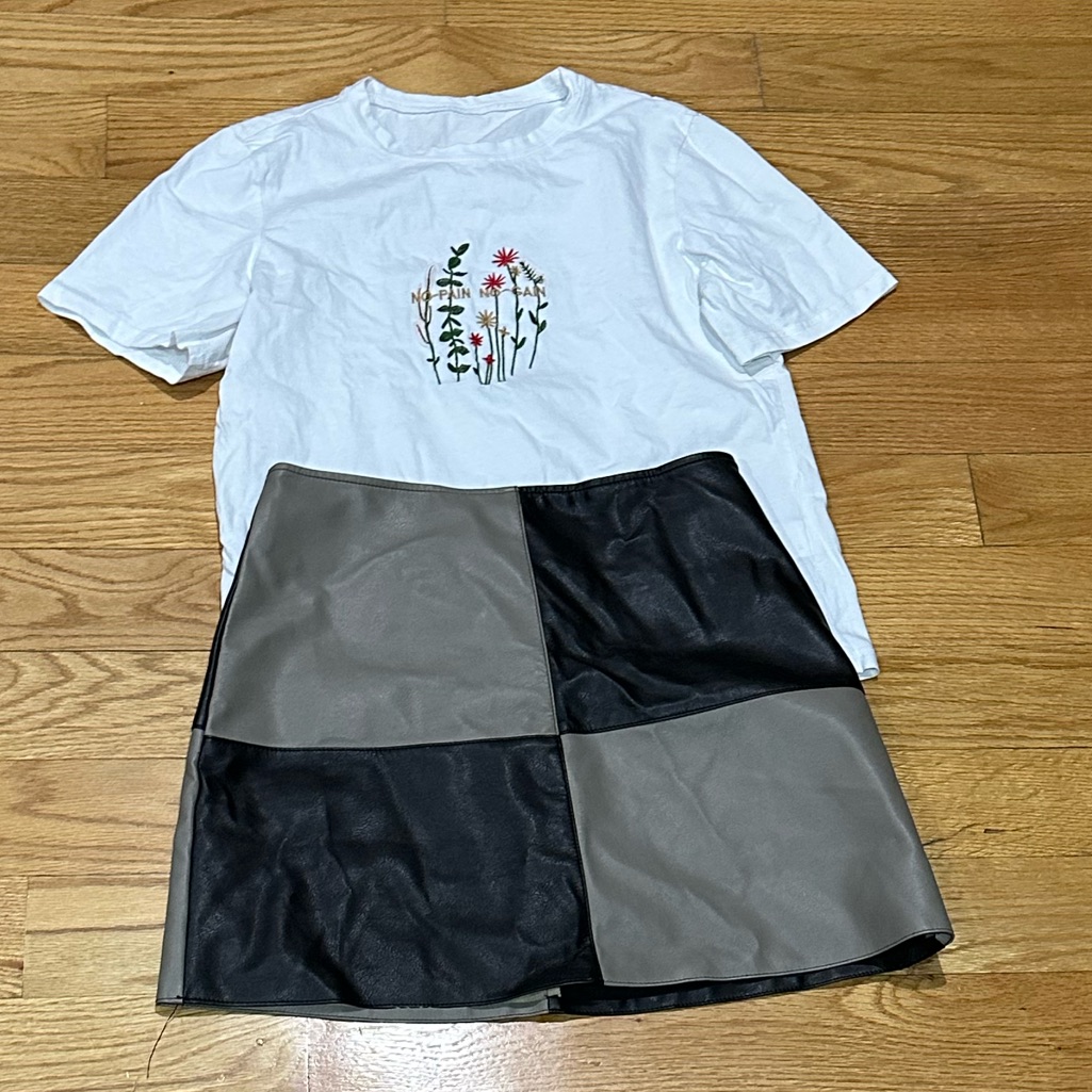 Oak + Fort Black And Gray Mini Skirt (Free Mystery La Mer Item & Mystery Clothes